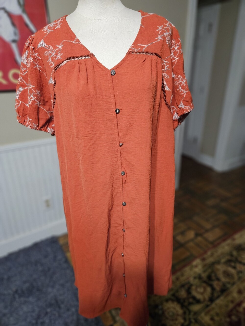 Adrienne Vittadini Embroidered Dress XL